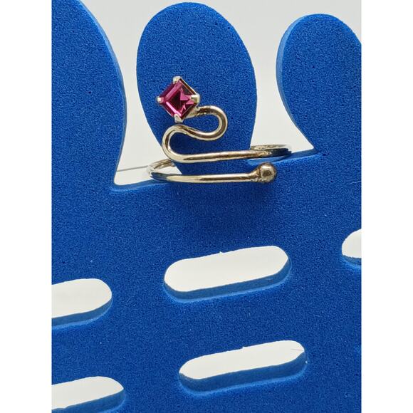 Sterling Silver Pretty Pink Crystal Rhinestone Toe Ring Adjustable Size Gift Box - Picture 7 of 7